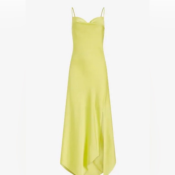 Express Satin Cowl Neck Asymmetrical Hem Midi/maxi Slip Dress - Picture 4 of 5